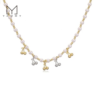 Trái cây dễ thương loạt Ngọc Trai Chuỗi hạt xương đòn Choker Vòng cổ tinh tế ngọt ngào dâu tây hạt tiêu anh đào Trái Tim Mặt Dây chuyền vòng cổ - Product Image 3