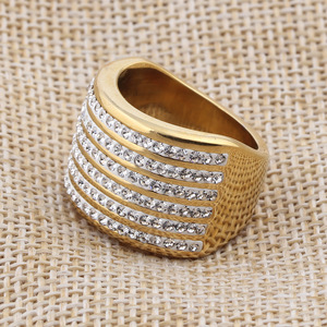 Anillo de Moda con 6 Filas de Diamantes Incrustados, Chapado en Oro de 18K, Joyería de Fiesta Unisex - Product Image 4