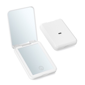 Espejo Cosmético Plegable Mini con 3 Luces LED de Colores, Aumento 2X, Recargable, de Mano, Compacto y de Bolsillo, ¡Gran Venta! - Product Image 1