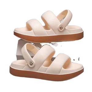 Sandales plates en gelée de couleur unie à bout ouvert avec bride à boucle, semelle extérieure antidérapante en EVA, style à enfiler pour l'été - Product Image 1