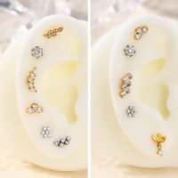 Toposh Bijoux de piercing corporel ASTM F136 G23 Zircon Titane, Anneaux à poussoir sans filetage, Labret pendantes, Boucles d'oreilles piercing