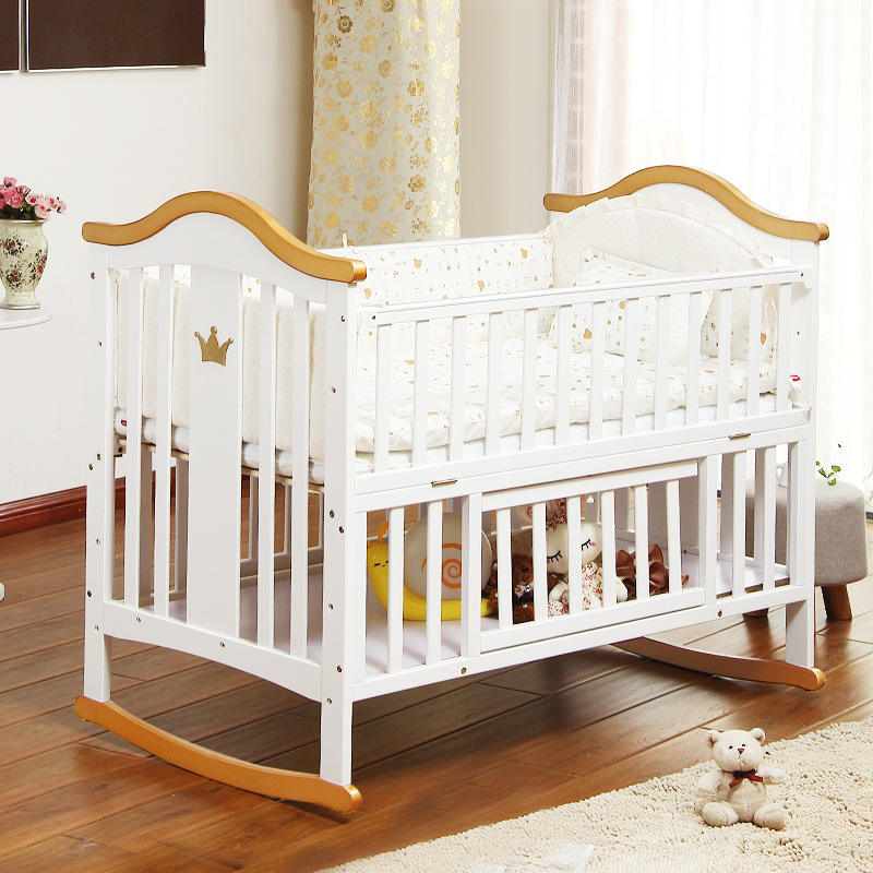 Pine Swinging Baby Cradle Adjustable Solid Wood Design