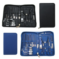 Ensemble professionnel de manucure et pédicure de 30 pièces avec outils à ongles en acier inoxydable, étui de voyage en cuir PU luxueux et gel