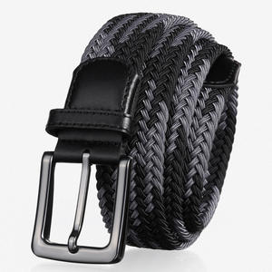 Ceinture de <span class=keywords><strong>golf</strong></span> tressée élastique haut de gamme pour hommes et jeunes, 3,4 cm, boucle à ardillon professionnelle en alliage, en nylon tressé et en cuir - Product Image 1