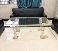 Table basse personnalisée en gros Table à manger en verre avec pieds en verre cristal