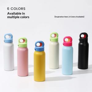 304 Stainless Steel Vacuum Insulated Water Bottle One Click Lid Portable <b>Thermos</b> Bottle 600ml for Travel Gym Outdoor - Product Image 4