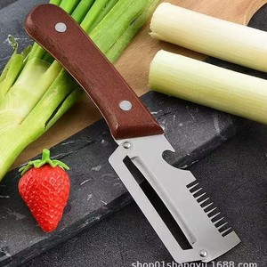 Outil de déchiquetage personnalisé en acier inoxydable, éplucheur domestique, coupe-légumes, petit outil de cuisine, manche en bois couleur caramel - Product Image 2
