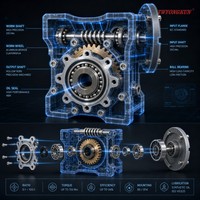 NMRV040 Rasio Gearbox Roda Gigi Cacing 50:1, Poros Keluaran 18mm, RV40 NMRV-040 Metal Gearheads Worm Gear Reducer untuk Motor Stepper Nema34