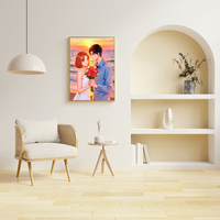 Peinture Diamant 5D Couple Romantique Coucher de Soleil Plage, Kits d'Art Diamant DIY Complet, Décoration Murale Fleur Rose pour Salon
