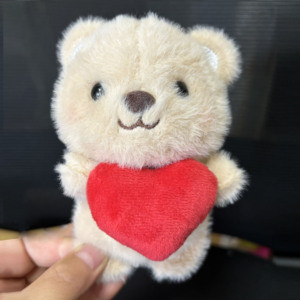 Boneka beruang Teddy berdiri 13cm dengan hati merah cinta Valentine gantungan kunci mewah gantungan kunci mainan mewah gantungan kunci Mini mewah - Product Image 2
