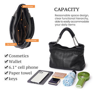 Lady lüks çanta özel Mini tuval hakiki deri Tote çanta iki kolları ile düğme kapatma tipi sahip Logo - Product Image 4