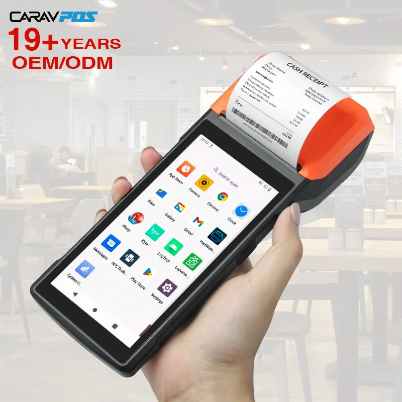 מכירה לוהטת 5 אינץ קופה מכונה 4 core wifi BT 4.0 אלחוטי נייד קופה מסוף megnetic מסעדה 58mm מדפסת תרמית מערכות קופה