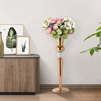 Vase à fleurs en métal doré en forme de trompette, support de centre de table pour mariage, fête, événement, hôtel, décoration, porte-arrangement floral