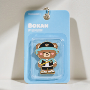 Promotional Antique Brass Enamel Key Tags with Short Chain for Event Giveaways - Product Image 1
