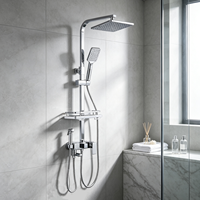 Système de douche mural moderne en chrome, mitigeur de douche en laiton, pommeau de douche carré effet pluie, jet de massage pour hôtel et villa