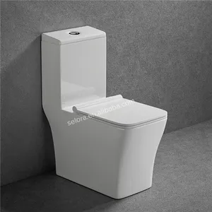 Nuovo design moderno bagno s trappola quadrato a cacciata WC in ceramica di un pezzo in colore bianco