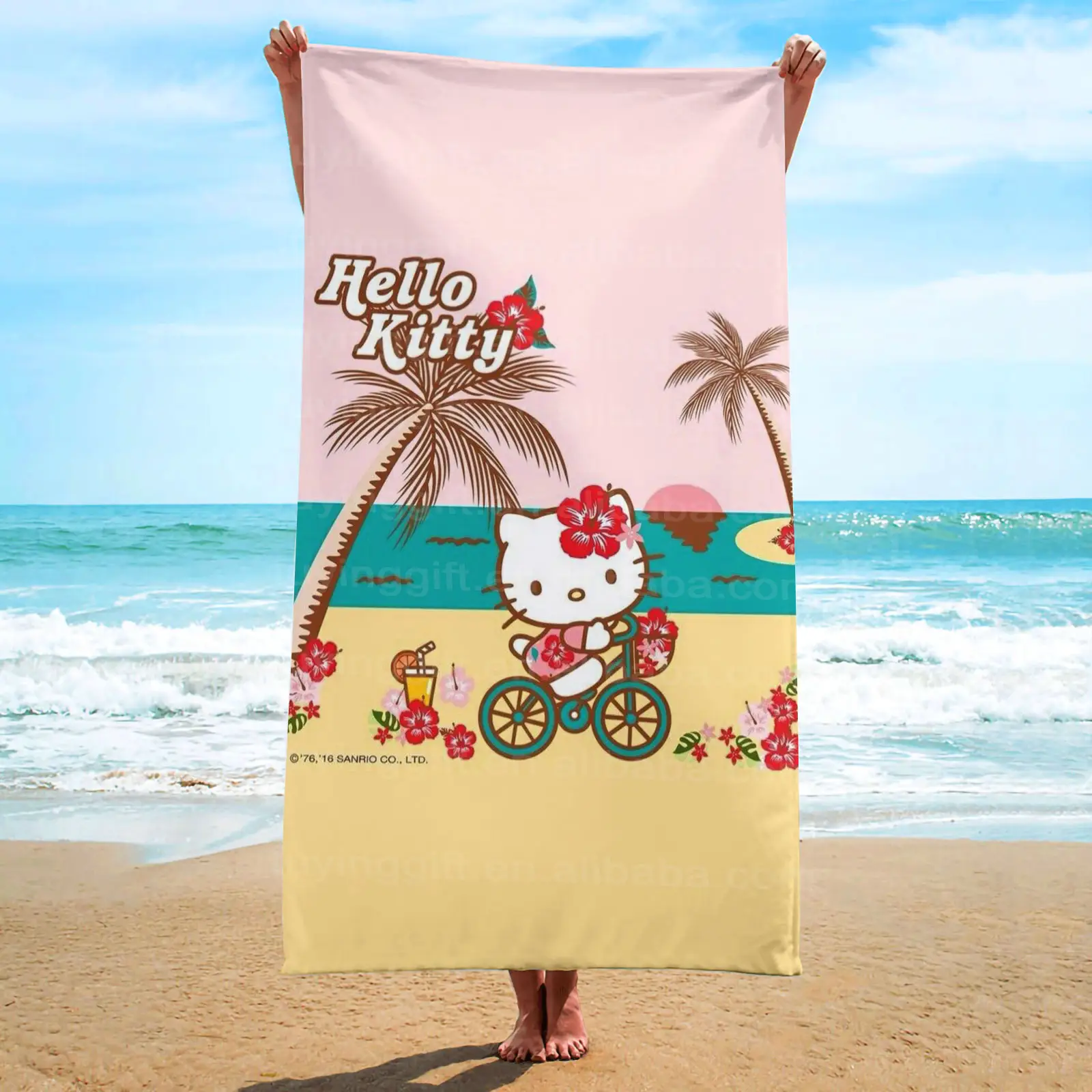 Custom Kitty Summer Beach Towels Fashion Girls Anime Kt Cat Quick Dry Microfiber Bath Towel for Spa Bath Robes Gift