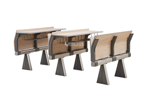 Banco e Sedia <span class=keywords><strong>Rosa</strong></span> per Studentesse con Tavoletta Scrittoio, Arredo Scolastico in Legno, Sedie per Studentesse Universitarie - Product Image 3