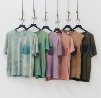 T-shirts personnalisés 100% coton délavé à l'acide, style vintage, à épaules tombantes, col rond, design délavé au soleil, effet usé, pour hommes