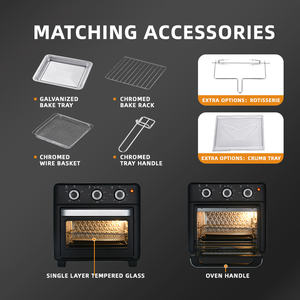 Mini four 1200W 15 litres Four à air Four électrique à air chaud Porte en verre simple <span class=keywords><strong>Bac</strong></span> à miettes <span class=keywords><strong>amovible</strong></span> 3 boutons Éclairage intérieur - Product Image 4