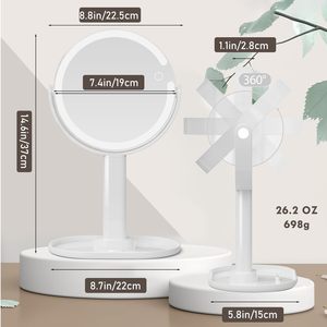 Large Travel <b>Mirror</b> Personalised Compact <b>Mirror</b> With Light 360 Degree Rotation Desk Top Magnifying 10x <b>Mirror</b> - Product Image 4