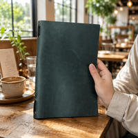 Porte-menu en cuir véritable avec bande élastique, pour restaurant, café, bar, hôtel, table de salle à manger