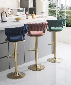 High Stool Bar Chairs Counter Modern Luxury Kitchen Swivel Tall Table Restaurant For Counter Bar Gold Metal Stool