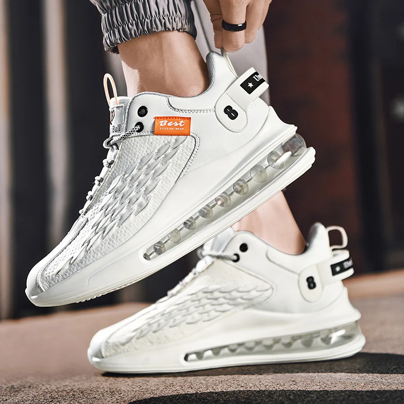 New Trendy Breathable Mesh Air Cushion Casual White Black Sneaker Custom High Top Sport Slip-On Sport Man Air Run Shoes