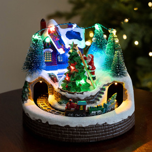 Adorno de Escritorio Navideño con Tren y Árbol de Navidad, Estilo Europeo, Micropaisaje, Eléctrico y Giratorio - Product Image 4
