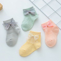 Nouveau nouveau-né bébé coton dentelle arc mignon chaussette respirant bébé enfants chaussettes douces