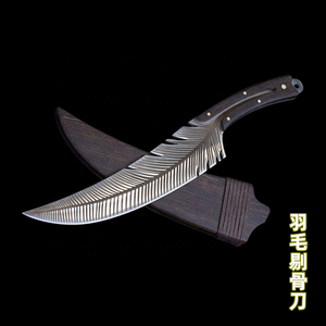 Chine Longquan Cuisine intégrée Motif de plumes forgées Couteau de chasse en acier inoxydable Spécial pour boucher et chef de viande - Product Image 4