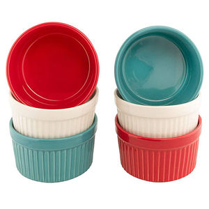 En gros multicolore porcelaine ramequin crème glacée bol micro-ondes 3.5 pouces personnalisé en céramique soufflé <span class=keywords><strong>plat</strong></span> avec poignée - Product Image 2