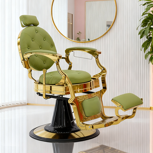 Meubles de <span class=keywords><strong>Salon</strong></span> de beauté de Base d'or vert luxueux tufté coiffure chaise de coiffure pompe hydraulique <span class=keywords><strong>salon</strong></span> de coiffure chaise de barbier - Product Image 1