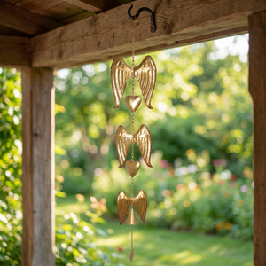 Chaman India Christmas Angel Wings Gold Metal Wind <b>Chime</b> <b>Bell</b> Ins Style Home Decor Bedroom Garden Wedding Decoration Iron - Product Image 2