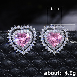 Orecchini a perno a forma di cuore per donna, scintillanti, gioielli alla moda per tutti i giorni - Product Image 5
