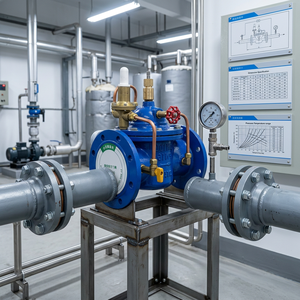 วาล์วควบคุมการไหลของแบรนด์400X <span class=keywords><strong>XF</strong></span> ตัวควบคุมการไหลของวาล์วน้ำไฮดรอลิกแบบปรับได้พอร์ต DN50-DN400เหล็กอ่อนแบบปรับแต่งได้ - Product Image 5