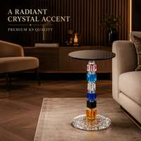 Table d'appoint moderne en cristal K9 arc-en-ciel, table de chevet prismatique multicolore sur piétement pour décoration de mariage et de maison de luxe, vente en gros
