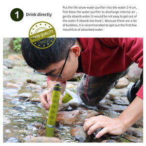 نظام فلترة مياه محمول للبقاء على قيد الحياة في حالات الطوارئ مع قش للشرب للتخييم والمشي لمسافات طويلة والأنشطة الخارجية - Product Image 3