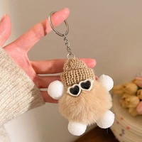 Porte-clés pendentif elfe boule de charbon en fausse fourrure de lapin, design original fait main, tendance, adorable, style Instagram, breloque de sac en peluche
