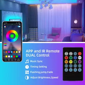 RGB LED Streifenlichter IP65 LED Bandlicht Synchronisierung Farbwechsel Streifenlichter App-Steuerung RGB Streifen mit wiederaufladbarer Powerbank