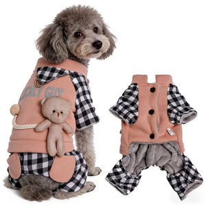 Novo Casaco Clássico de Poliéster Leve para Cães <span class=keywords><strong>2026</strong></span> com Interior de Fleece Coral e Decorações de Urso - Roupa Externa Fofa para Pets - Product Image 4
