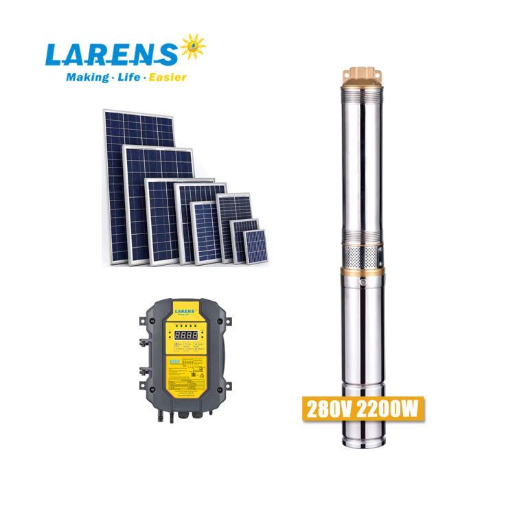 Бесщеточный Водяной насос на солнечной батарее LARENS, цена, DC 2200 Вт, пластиковые насосы с крыльчаткой для глубоких скважин