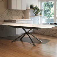 Table de salle à manger moderne en céramique blanche avec pieds en métal pliable pour une utilisation en appartement 8 places réglable 1 an de garantie