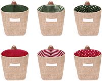 Panier de rangement mural pliable en toile de jute naturelle et coton, petit format, avec cintre