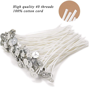 Juego de mechas de algodón premium con dispositivo de centrado para velas de pilar en tarros - Product Image 1