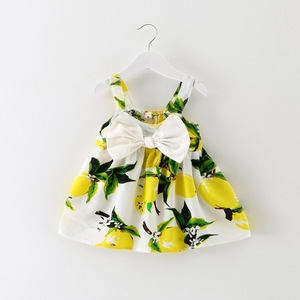 Vestito da Principessa per Bambine con Spalline in Velluto a Coste, Design Stampato con Limoni, Stile Coreano per Commercio Estero AliExpress - Product Image 4