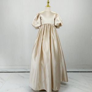 Vestidos de Niña de las Flores para Boda, Personalizados, de Satén, Largos hasta el Suelo, Estilo Línea A, Elegantes, Sencillos, para <span class=keywords><strong>Primera</strong></span> Comunión, Banquete o Baile - Product Image 5