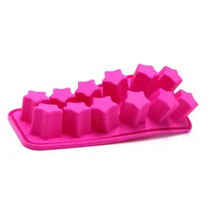 Christmas Silicone Big Star Shaped Chocolate Sugar Candy Ice Lollipop Mold 12 Stars Ice Cube Tray Mould