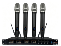 Système de microphone sans fil Aidi UHF 4 canaux, micro sans fil professionnel à main en métal pour karaoké, scène, église, discours
