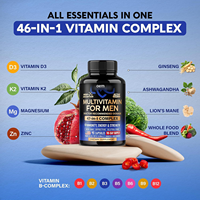 Cápsulas de Complejo Multivitamínico para Hombre con D3, K2, Magnesio, Ashwagandha y Ginseng, Apoyo Inmunológico y Energético, Envío Directo 3PL